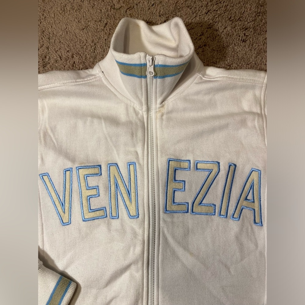 Venezia Italy Full Zip Track Jacket XS White Blue Trim St. Mark’s Lion Patch